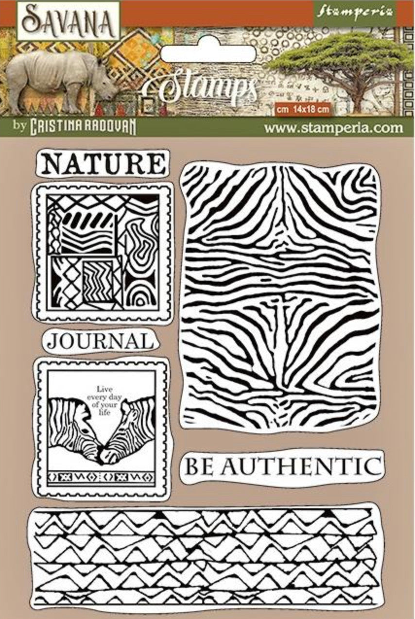 Sello de caucho natural Stamperia HD - Textura Savana Zebra 